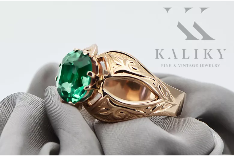 Emaragd Original Vintage 14K Produkt s ružovým zlatým krúžkom Vintage Unique VRC135R